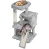 36" Cat Tree with Condo and Scratching Post Tower, Dark Gray