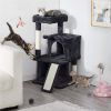36" Cat Tree with Condo and Scratching Post Tower, Dark Gray