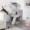36" Cat Tree with Condo and Scratching Post Tower, Dark Gray
