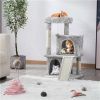 36" Cat Tree with Condo and Scratching Post Tower, Dark Gray